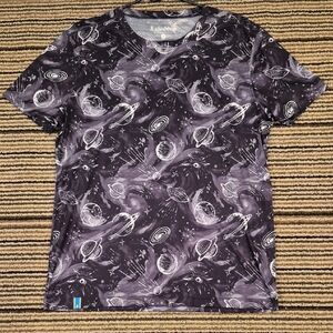 CHUBBIES Grey Black Cosmic Planets Abstract Medium Short Sleeve Mens T‎ Shirt